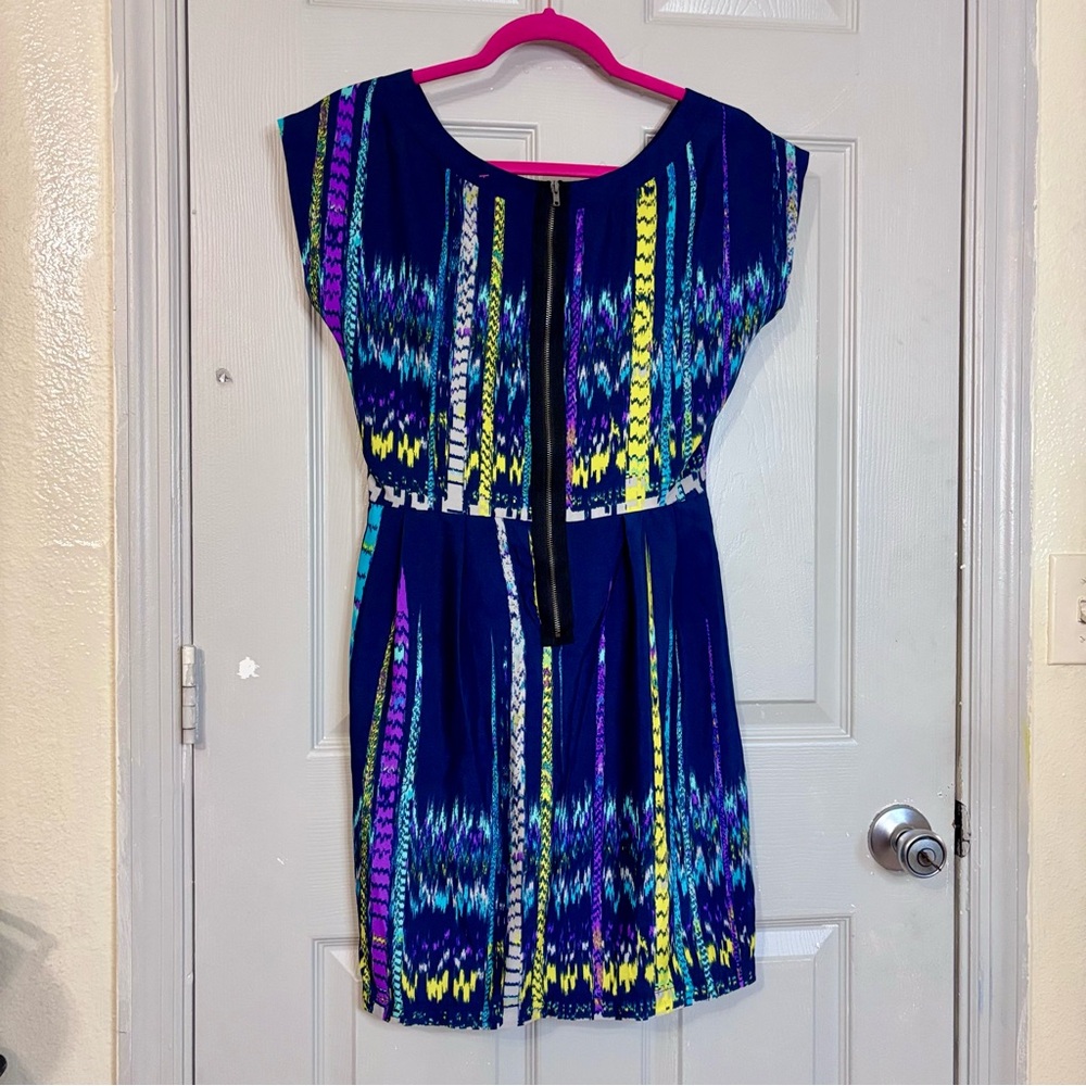 BeBop Fit & Flare Dress Womens Large Geometric Belted Dolman Y2K Boho Cottage - Picture 7 of 10